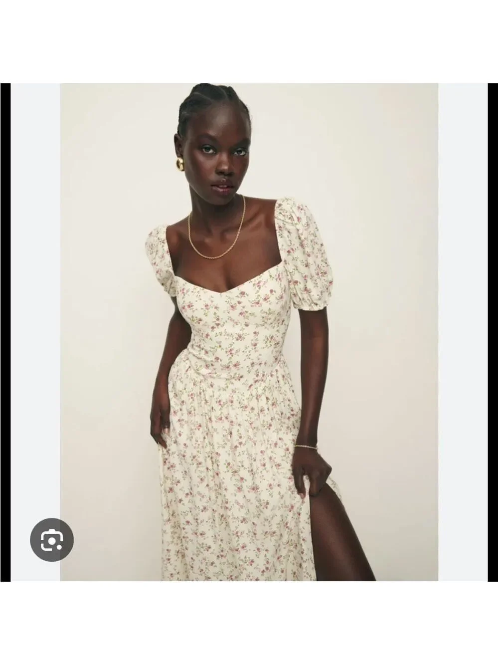 Reformation Ladonna Ivory Floral Midi Dress size 8 - Picture 1 of 14